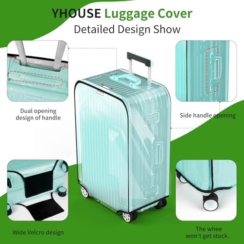 YHOUSE Suitcase Covers For Luggage, 28 Inch Clear PVC Luggage Covers Protector Full Thicken Transparent Waterproof Suitcase Sleeve With Large Velcro for 28" Wheeled Suitcases - Thumbnail 5