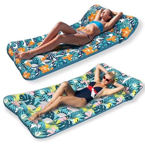 HomeKaren Oversized Pool Floats Lounge 2 Pack 73" X 33", Inflatable Tanning Pool Floaties for Adults, Cooling Pool Raft Lounger Pool Rafts & Inflatable Ride-Ons for Pool Party, Sea, Beach, Lake River