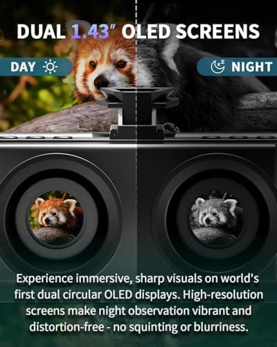 4K HD Night Vision Goggles with Helmet Mount, 8X Zoom, 1968ft View Range, Dual Display Screens and 64GB Card for Outdoor Activities, Dark Black - Thumbnail 3