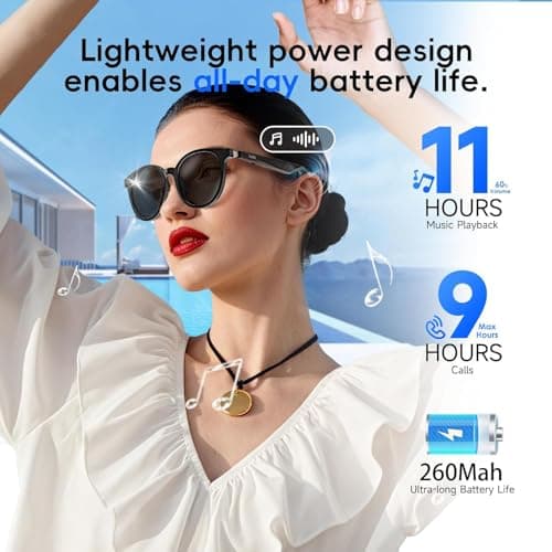 GetD 2026 New AI Glasses for Men & Women, Smart Sunglasses Powered by ChatGPT with 145-Language Translation, Bluetooth 5.4 Glasses, 11H Music/9H Call, UV400 & Polarized Lenses for Travel & Daily Use - Thumbnail 6