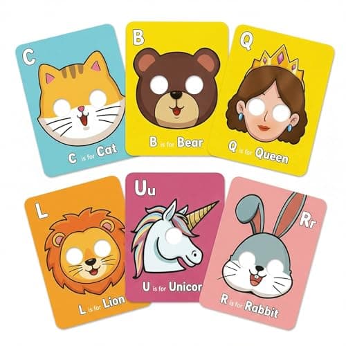 Giant Animal Alphabet Flash Cards with Handheld Animal Masks - 26 Pcs ABC Learning Cards for Toddlers 1-3 - Phonics Mnemonic Letter Recognition Toys for Preschool & Kindergarten Classroom - Image 1