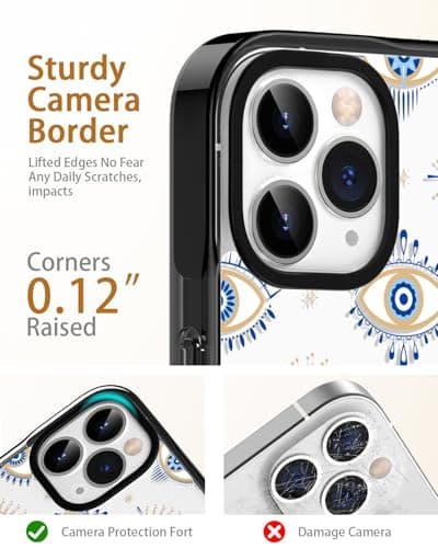 Sholbrak [3 in 1 Designed for iPhone 14 Pro Case Cute Evil Eye Pattern Protective Phone Case Cover 6.1" Screen Protector + Camera Lens Protector【2X Military Grade Drop Tested / 6.6ft Drop Protection】 - Thumbnail 5