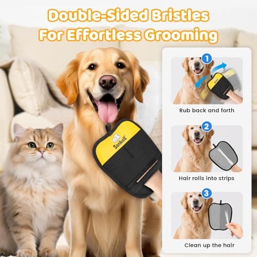 Sankell Pet Hair Removal Glove for Dogs & Cats, Newly Upgraded Reusable Electrostatic Pet Hair Remover Glove, Pet Hair Remover Mitt Tool for Couch, Furniture, Bed, Clothing, Carpet, Car Seat - Thumbnail 3