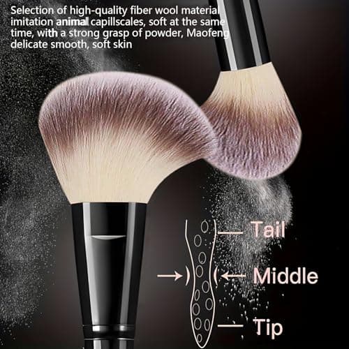 HGHDBT 72Pcs Black Makeup Brushes Set Professional with Case Premium Synthetic for Foundation Concealer Blush Eyeshadow Powder Contour Makeup Brush Kit Face Eye Make up Brushes & Tools - Thumbnail 2