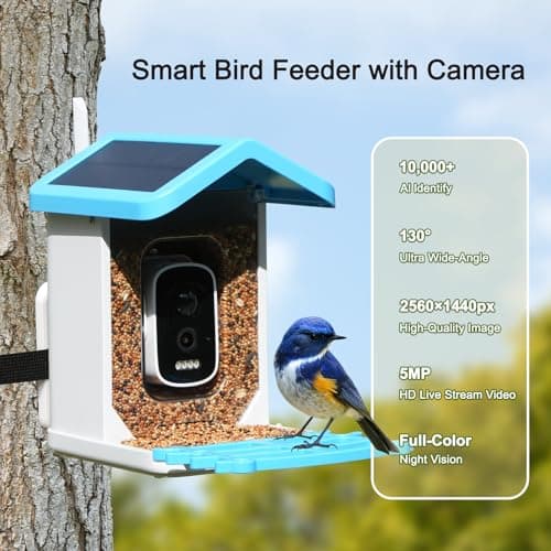 wooaismart Smart Bird Feeder with Camera - Solar Powered, AI Identify for Effortless Birdwatching, Auto Captures HD Pictures & Videos, Instant Notifications for Bird Lovers Enthusiasts - Thumbnail 2