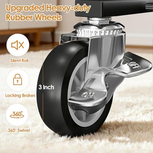 Luxspire Heavy Duty Clothes Rack, Clothing Rack Load 600 LBS, Rolling Clothes Racks for Hanging Clothes with Sturdy Wheels & 2 Tier Shelves, Adjustable Garment Rack for Bedroom, Laundry Room, Silver - Thumbnail 6