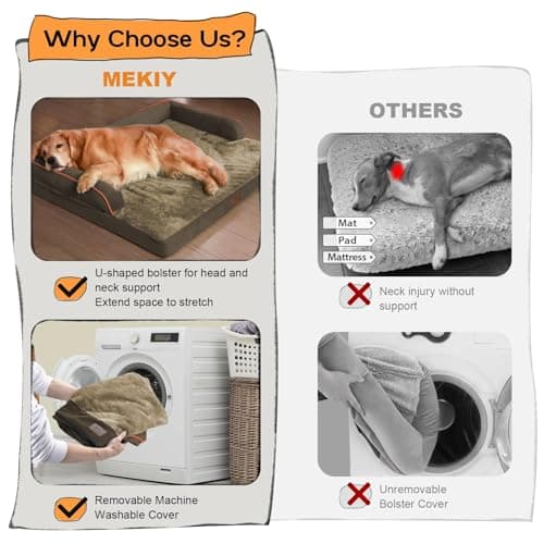 Extra Large Dog Bed-Orthopedic Waterproof XL Dog Bed for XLarge Extra Big Dogs - Foam Couch Sofa Washable with Removable Cover-Brown - Thumbnail 4