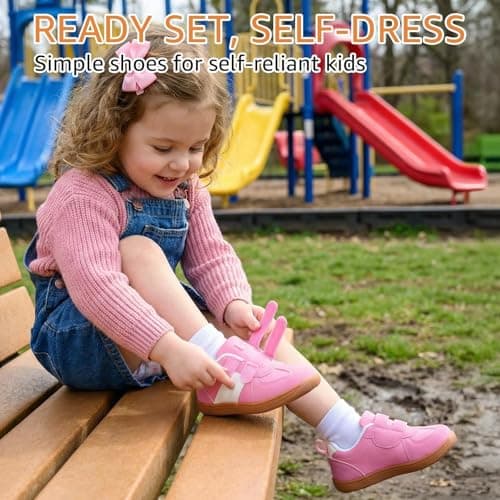 WIDE TOE BOX Toddler Girl Shoes Zero Drop Wide Barefoot Shoes Non-Slip Girls Sneakers Comfort First Walking Tennis Shoe for Preschool School Daycare Pink Toddler Size 10 - Thumbnail 6