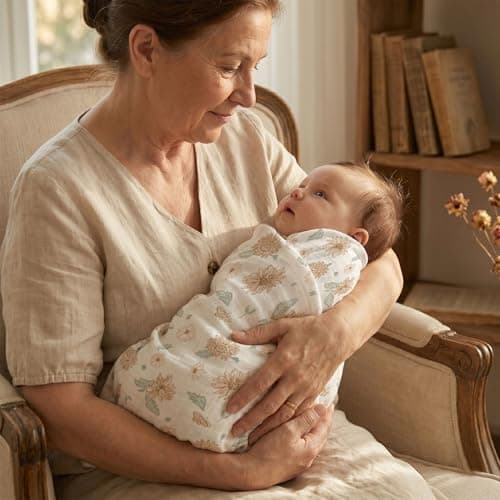GLLQUEN BABY Muslin Swaddle Blankets 4-Pack Breathable Receiving Blankets (35" x 40") Soft Baby Blankets for Girls and Boys Newborn Essentials Muslin Burp Cloths Swaddle Wrap Baby Gift(Sunflower) - Thumbnail 2