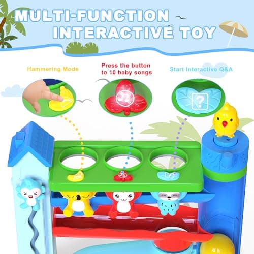 Ussybaby Hammer Toddler Musical Toys, Light-Up Baby Musical Toy for 1-2 Year Old Boys & Girls,STEM Educational Toy with English & Spanish, for Ages 6-9,9-12,12-18,18-24+ Months - Thumbnail 3