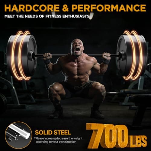 TEEMOO Olympic Barbell Bar, 47" Barbell Bar with 2 Spring Collars, Strength Training bars, Bench Press bar for Weight Lifting, Squat, Hip Thrusts, Biceps, 700lb Weight Capacity, E-Coat Finish for 2 inch Weight Plates (Black) - Thumbnail 5