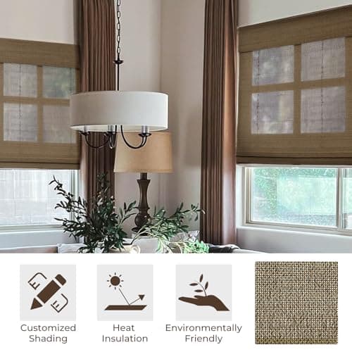 TWOPAGES Bamboo Roman Shades for Indoor Windows No Drill Blinds Natural Woven Custom Shades Cordless,P Series Rae Collection - Thumbnail 2