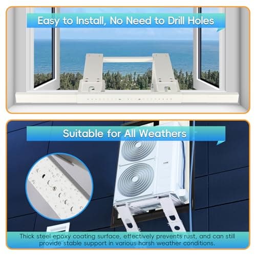 No-Drill Window AC Bracket, Heavy Duty Adjustable Air Conditioner Support for Single & Double Hung Windows, Fits 5,000–24,000 BTU Units, Holds 220lbs, Easy Tool-Free Installation, Renter Friendly - Thumbnail 3