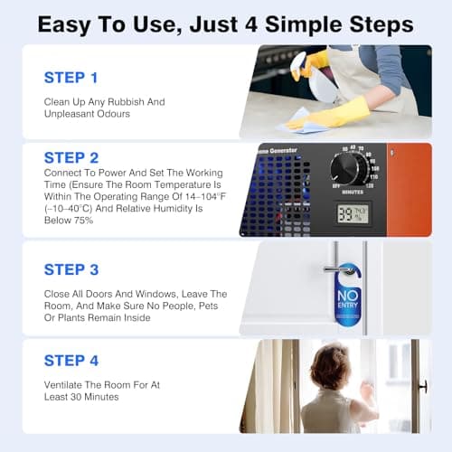 Ozone Generator Odor Eliminator Machine - 2-In-1 Air Ionizer Purifier 160,000mg/H High Capacity O3 Deodorizer With Temp/Humidity Display, Ozonator For Home, Car, House, Hotel, Kitchen, & Pet Areas - Thumbnail 6