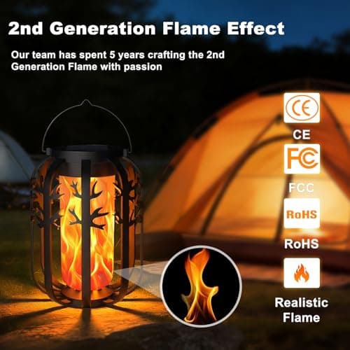Solar Lanterns, KagoLing Flame Solar Lanterns Outdoor Waterproof Gift for Women Hanging Lights Outdoor Flickering Lamp Lights Decoration for Outside Garden,Yard,Porch,Tree,Lawn,Pathway Decor, 2 Pack - Thumbnail 3