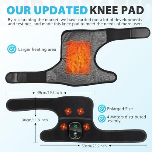 Cordless Heated Knee Massager for Pain Relief, FSA Eligible HSA 2026 Upgrade 4-Motor Full-Coverage Vibration & Heat, XL Heating Knee Brace for Targeted Pain Relief in Knee, Shoulder & Elbow, 5 Heat Levels & 5 Massage Modes - Thumbnail 6