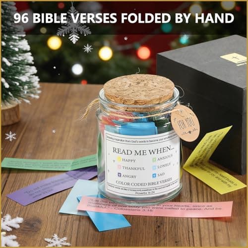 Read Me When Bible Verses Jar, 96 Color Coded Scripture Cards for Daily Encouragement, Motivational Prayer Jar, Christian Gifts for Women Men，Easter Basket Stuffers, Mother Day Birthday Gifts - Thumbnail 5