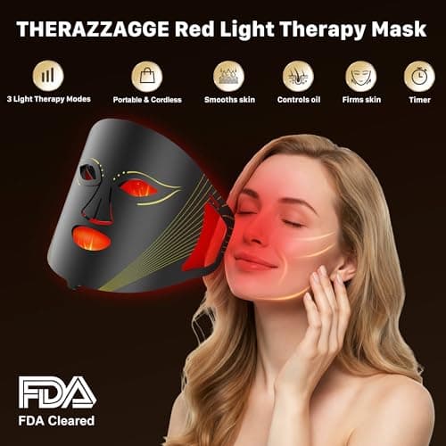 Red Light Therapy for Face, Near-infrared Led Face Mask Light Therapy with Remote, 3 Modes, 850nm Red Light Mask with Timing Function, Portable Led Light Therapy At Home 180 LED Beads - Thumbnail 2