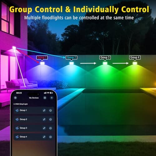 T-SUN RGB Flood Lights Outdoor, 600W Equivalent Color Changing Landscape LED Light with APP Control, Waterproof Floodlight with 16 Million Colors, Timing, Music Sync (RGB-APP Control, 60W-2Pack) - Thumbnail 6