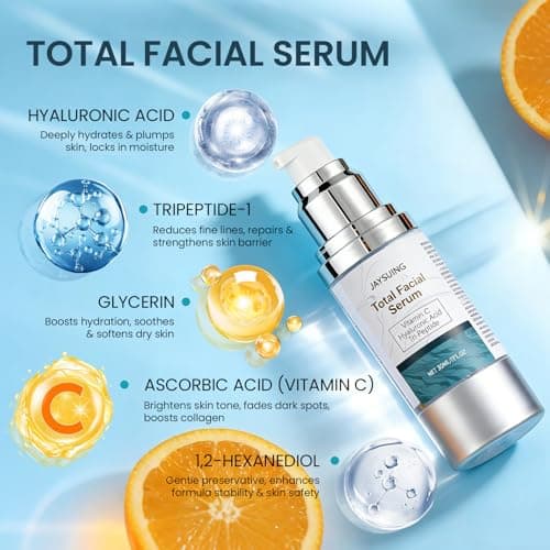 Vitamin C Serum with Hyaluronic Acid & Peptides, Anti-Aging Face Serum for Dark Spot Corrector, Hydration & Wrinkle Reduction, 1 fl oz - Thumbnail 2