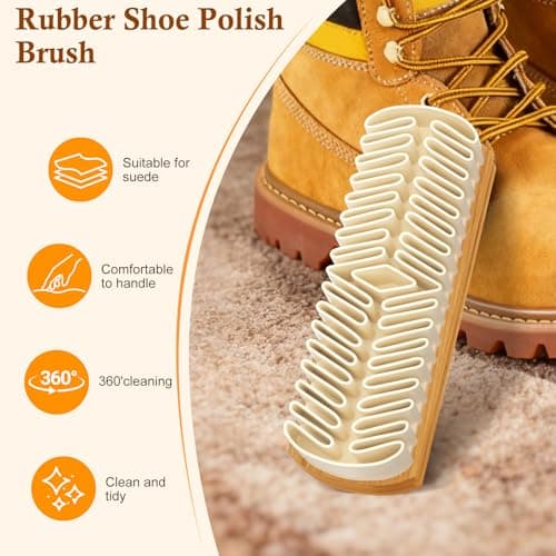 Suede Shoe Brush, 2-in-1 Cleaner with Rubber Brush Head(White) - Thumbnail 5