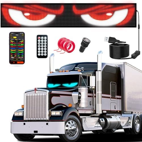 LED Devil Eyes for Truck Windshield, Extra-Large 52.3"x7.5" 1Pcs Eye Animated Light with DIY Text Flexible Soft Screen, Trucks Charger, Remote & APP Control - Image 1