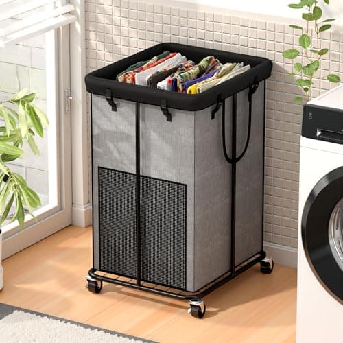 150L Large Laundry Hampers, Oxford Fabric Laundry Hampers Clothes Hampers, Metal Frame and Removable Bag Design with Wheels, Suitable for Bedroom, Bathroom, Dorm Room, Laundry Room (Cationic Gray) - Image 1