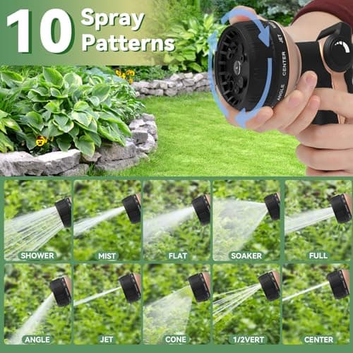 Garden Hose Nozzle Heavy Duty,Metal Water Hose Nozzle with 10 Adjustable Spray Patterns, High Pressure Hose Sprayer Nozzle Thumb Control On Off Valve for Lawn & Plant Watering, Car & Pet Washing - Thumbnail 4