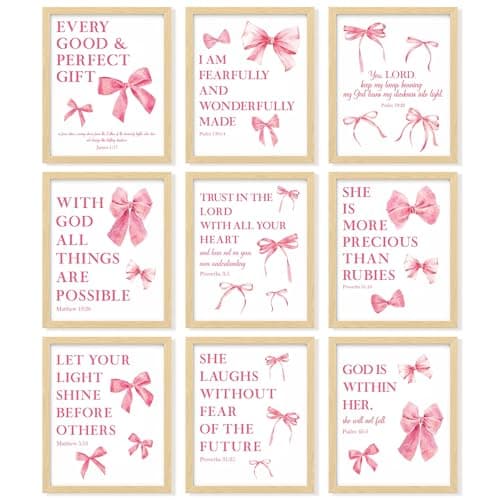 97 Decor Pink Coquette Room Decor For Teen Girls - Light Pink Wall Art For Bedroom, Trendy Bow Pictures For Bathroom Dorm Decorations, Cute Preppy Posters For Room Aesthetic (8x10 Unframed) - Image 1