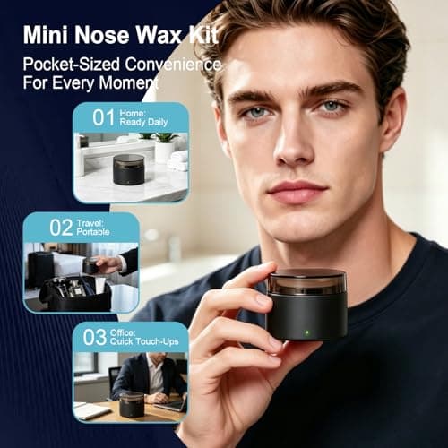 WaxFans Nose Wax Kit, Nose Hair Wax Kit for Men's Nose, Ear & Eyebrow, Mini Wax Pot with 100g Wax Beads & 20 Nose Wax Sticks, USB Powered Portable Facial Hard Wax Warmer for Ear Hair Removal at Home - Thumbnail 3