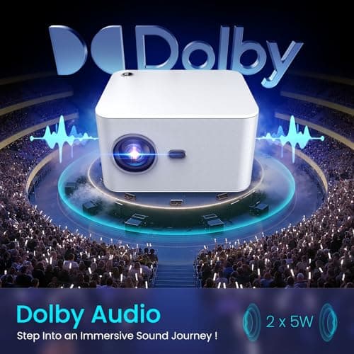 [Built-In App Smart Projector and Fresnel 85% ALR Screen] Daylight Screen 1.8dB Gain 100% sRGB Support 8K/4K 75", Home Theater Projector Auto Focus Dolby Audio WiFi 6 Bluetooth 5.4 Native 1080P - Thumbnail 5