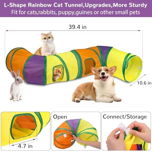 Retro Shaw 33Pcs Cat Toys, Large Cat Tunnels with Toys, Interactive Kitten Toys for Indoor Cats Kitty, Collapsible Cat Tube Tent Feather Wand Teaser Bell Fuzzy Ball Crinkly Springs Mouse - Thumbnail 5