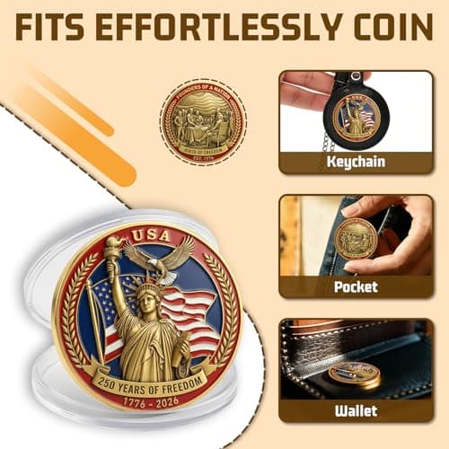 250th Anniversary USA Challenge Coin – Statue of Liberty Freedom Coin, 1776–2026 America 250 Years of Freedom Commemorative Coin,Honoring 250 Years of American Freedom - Thumbnail 6