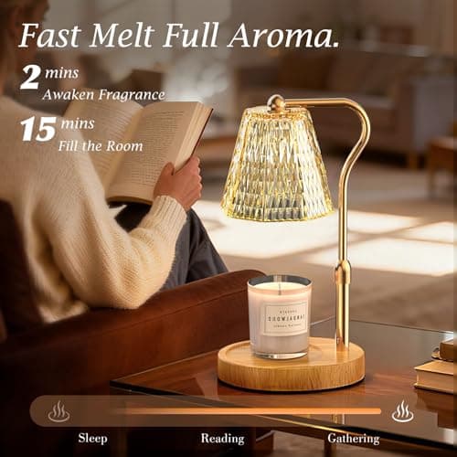 Candle Warmer Lamp with Timer Dimmable Gifts for Women, Adjustable Height Wax Warmer Lamp for Scented Candles, House Warming Gifts for New Home Modern Farmhouse Decor - Thumbnail 2
