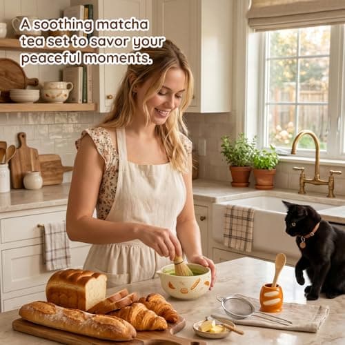 KOIMYSA Matcha Starter Kit, 6PCS Cute Whimsy Matcha Set with Ceramic Spout Bowl, Bamboo Whisk, Easy Matcha Making for Home Café, Beginners and Tea Lovers - Thumbnail 3