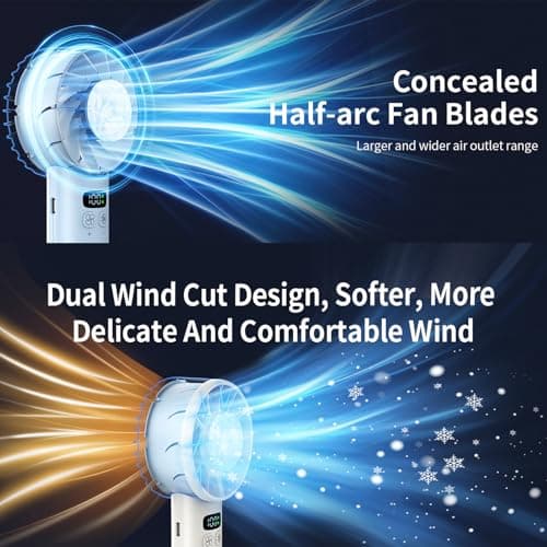 Viraagyiyou Portable Fan Handheld Travel Essentials - Cooling Face Fans Desk Small Fan, 12 Hours Personal Fans Rechargeable Camping Beach Vacation Concerts Summer Essentials for Women Kids Girl Gifts - Thumbnail 4