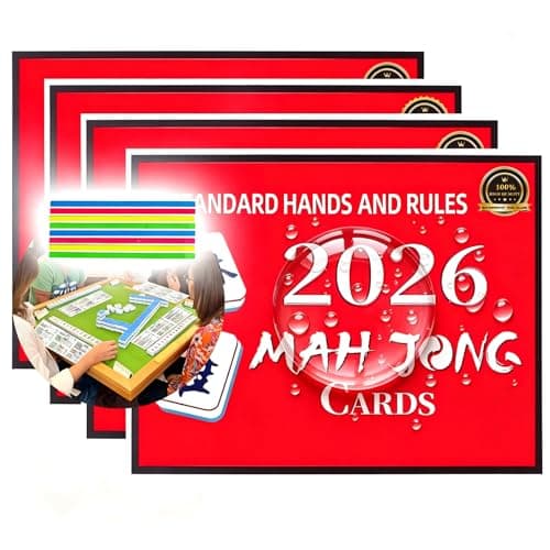 HDWESIN 4Pcs Mahjong Cards 2026 with Line Finder - Large Print American Mahjong Reference Card Set, Waterproof & Easy to Read Strategy Guide - Image 1