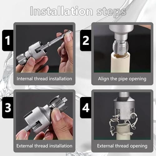 Integrated Pipe Threading Tool, 1/2“ And 3/4” Drill Compatible Dual-Function Pvc Pipe Thread Cutter For Home Repair Tools (pipe tread cutting tool) - Thumbnail 2