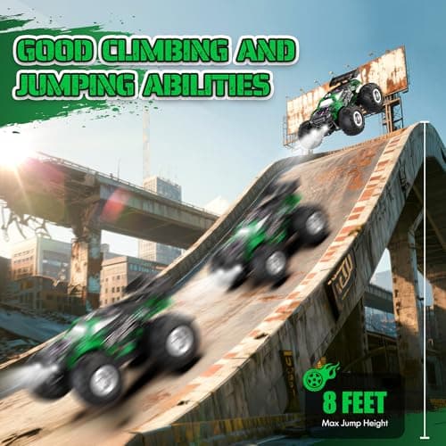 Barlisam Remote Control Car, All-Terrain Remote Control Truck for Boys 8-12, Headlight, Dual Motors, 1:20, 10KM/H, 2.4GHZ, Speed-Friendly, Sturdy, Rechargeable RC Cars for Beginner, Kids 6+(Green) - Thumbnail 5