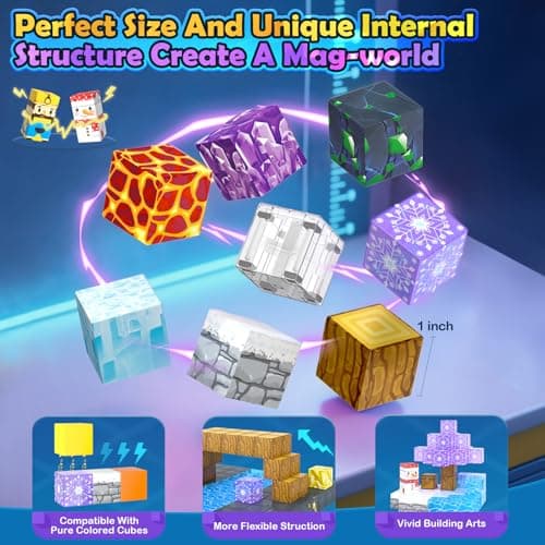 100PCS Large Magnetic Blocks-Build Mine Magnet World Ice Mine Sword Toddlers Toys for Kids Magnet Transparent Building Blocks Sensory Learning Toys for Boys and Girls Ages 3 4 5 6 7 8-12 Birthday Gift - Thumbnail 5