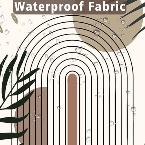 LYLYCTY Boho Shower Curtain Set, Chocolate Bohemian Mid Century Leaf Sun Modern Shower Curtains for Bathroom Decor Waterproof Fabric with 12 Hooks 72x72 Inches - Thumbnail 3