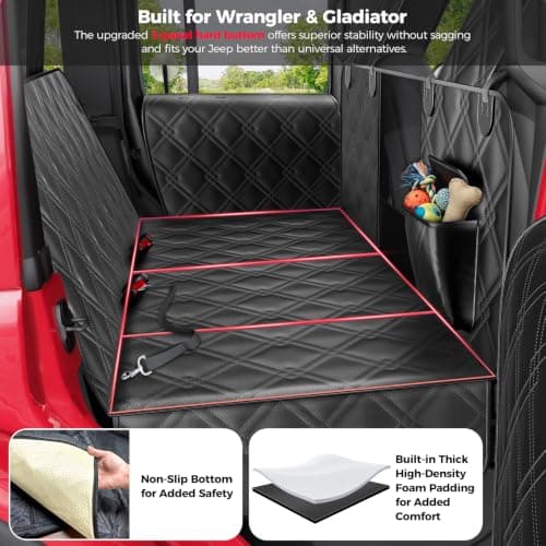 DIAMOOKY for Jeep Hard Bottom Back Seat Extender for Dogs: for Jeep Wrangler JK JL 2011-2026 & Gladiator JT 2020-2026 4-Door Waterproof 420 lbs Dog Car Seat Cover Dog Hammock W/Door & Seat Protection - Thumbnail 5
