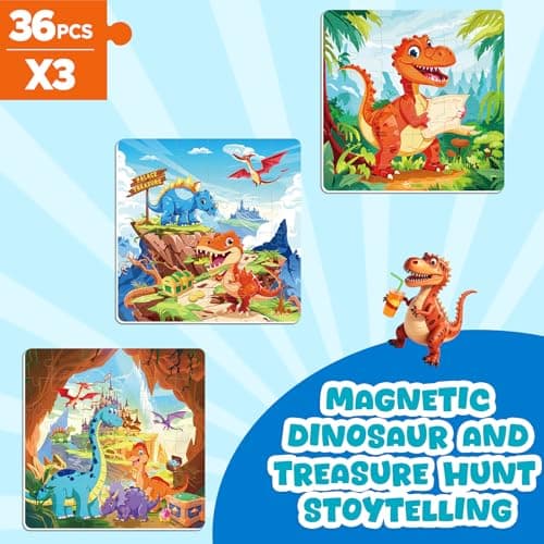 Magnetic Jigsaw Puzzles for Toddlers Kids 3-8 Boys,(3 36-Pieces) Travel Puzzles Toys for Kids Ages 4-6,Take-Along Car Airplane Road Trip Activities Game for 3 4 5 6 7 8 Year Old Birthday Gift - Thumbnail 6
