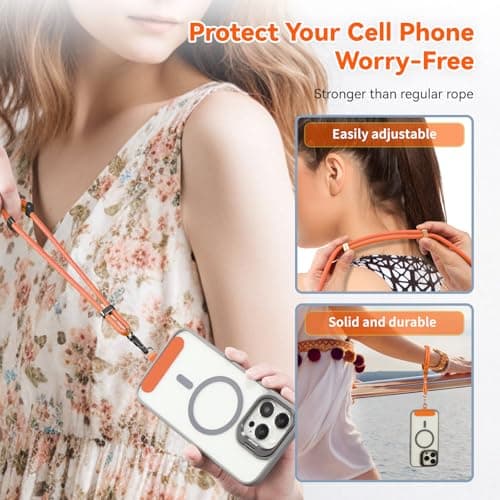 VVAAGG Cell Phone Lanyard for iPhone: Crossbody Phone Strap Adjustable Neck Wrist Strap Anti Theft Long Lanyard Travel Essential for Women Most iPhone and Android Smartphones - Thumbnail 4