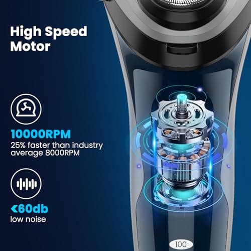 SweetLF Electric Razor for Men with Pop-Up Trimmer, IPX7 Waterproof Electric Shaver, Rechargeable Cordless Shavers for Men, Type-C, 120Mins Runtime, Plug & Play, Blue - Thumbnail 2