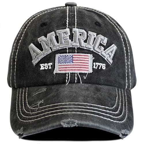 LELVK American Flag Patriotic Baseball Cap | Embroidered USA Flag Cotton Adjustable Hat for Men & Women - Image 1