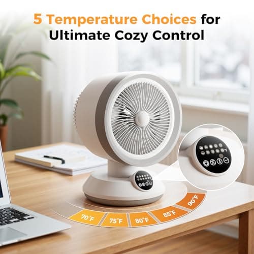 EXNOS 2 in 1 Fan Heater Combo, 1500W, Remote & Tip-Over Protection - Thumbnail 3