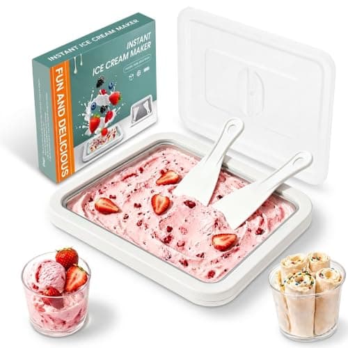 Rolled Ice Cream Maker Kit, At Home Ice Cream Roller Maker Machine with Instant Freeze Tray with Lid & 2 Spatulas, roll ice cream maker for Family Activities, Frozen Yogurt Machine - Image 1