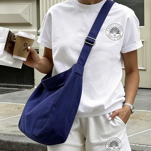 GEMIU Large Hobo Tote Bags Messenger Canvas Crossbody Bag for Women Ladies with Zipper and Muti-Pockets Blue - Thumbnail 2