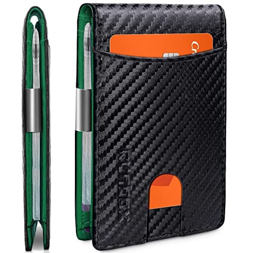 RUNBOX Slim Money Clip Wallets for Men and Teen Boys RFID Blocking 11 Card Holder Minimalist Small Leather Bifold Novelty Men's Wallet Front Pocket Gift Box - Image 1
